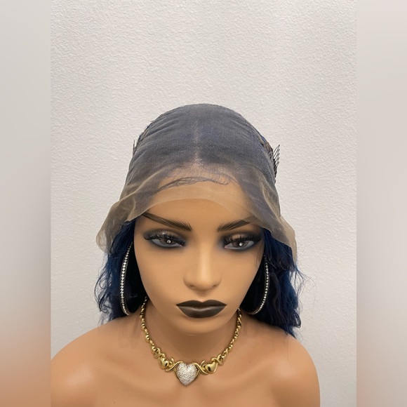 New! 16” 13x4 Blue Human Hair Body Wave Lacefront Wig - Picture 10 of 13